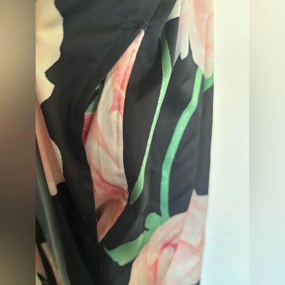 Soma Sensual Satin Black Floral Kimono Robe S/M - Picture 8 of 10